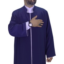 Akıncı Tekstil Hakim Yaka Biyeli Cübbe - Gümüş Biyeli Lacivert