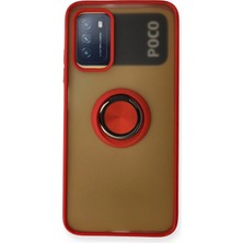 Sylar Redmi 9t Kılıf Montreal Yüzüklü Silikon Kapak - Kırmızı