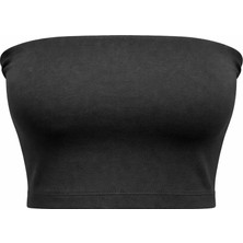 Mixray 2082 Kadın Straplez Basic Crop Top Bluz Siyah