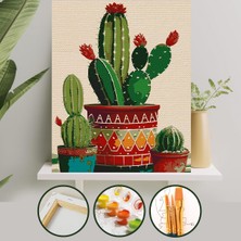 Palmiye Hobi Sanat Sayılarla Boyama 40X50 cm Tuval Seti Fırça Boya Dahil Çıtaya Gerili - Kaktüs