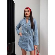 Esra Helvacı Kısa Denim Elbise
