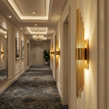 Vega Aydınlatma Tel Gold Aplik 46X8 cm Pilli ve Elektrikli LED Duvar Apliği