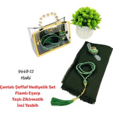 Sedef Çantalı Şeffaf Hediyelik Set Eşarp Tesbih Zikirmatik
