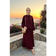Ponpon Detaylı Ikili Takım 0260-05 Vişne