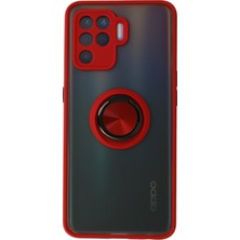 Sylar Reno 5 Lite Kılıf Montreal Yüzüklü Silikon Kapak - Kırmızı