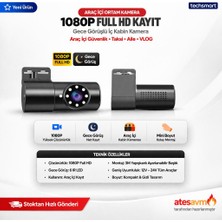 Techsmart Araç Içi Kamera 1080P Gece Görüşlü Iç Kabin Kamera Araç Içi Güvenlik Mini Kamera