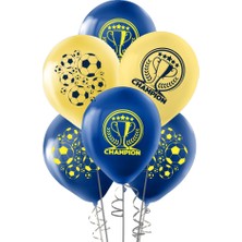 Muka Pastel Balon Baskılı 12 Inç 30 cm 100 Adet -Sarı Lacivert Champion -