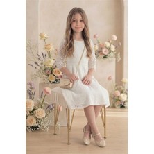 Pina Kids Kız Çocuk Çantalı Güpürlü Kapri Kollu Elbise ELB2013