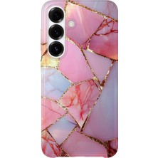 Karsu Design Samsung Galaxy A55 Uyumlu Baskılı Şeffaf Telefon Kılıfı | Koleksiyon: Marble And Gold Luxury