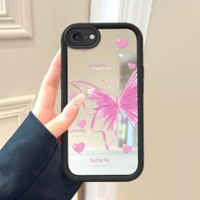 HONTINGA iPhone Se 2020 ile Uyumlu Aynalı Kılıfı Düşüme Önleyici Basitlik Anti Düşme Kamera Korumali Kelebek Desen Yumuşak Silikon Telefon Kılıfı Kadın ve Erkek Için Uygundur K2-9111