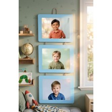 Studyo Plus “3’lü Ipli Ahşap 15X21 cm Yatay Fotoğraf Çerçevesi – Duvar Dekoru – Çocuk & Bebek Odası Dekoratif