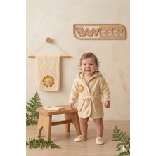 Vavbaby Organik Bambu Bebek Havlu Bornoz Seti Bebek Havlu Kundak Çiçek