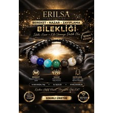 Erilsa Sertifikalı Doğal Taş Nazar Koruma Bilekliği Bereket Enerji Bilekliği - Akik Ametist Yeşim Kuvars
