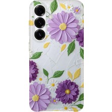 Karsu Design Samsung Galaxy S24 Uyumlu Baskılı Şeffaf Telefon Kılıfı | Koleksiyon: Pastel Flower Patterns
