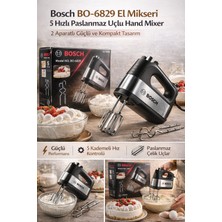 Bosch BO-6829 Güçlü El Mikseri – 5 Hızlı Paslanmaz Uçlu, Krema & Hamur I