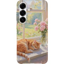 Karsu Design Samsung Galaxy A13 Uyumlu Baskılı Şeffaf Telefon Kılıfı | Koleksiyon: Minimal Cat Line Art