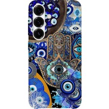 Karsu Design Samsung Galaxy S24 Plus Uyumlu Baskılı Şeffaf Telefon Kılıfı | Koleksiyon: Minimal Evil Eye