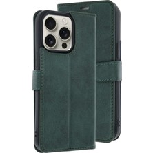 Sylar iPhone 15 Pro Max Kılıf Trend S Plus Kapaklı Kılıf - Koyu Yeşil
