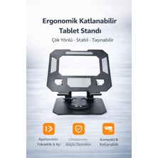 Rose Teknoloji 360 Derece Dönebilen Metaltablet ve Telefon Standı Ayarlanabilir Yükseklik ve Açı Katlanabilir Kaymaz Tabanlı Ergonomik Tutucu