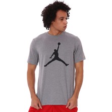 Nike Air Jordan Jumpan Short-Sleeve Crew Grafik Baskılı Erkek Günlük Tişört Gri Siyah