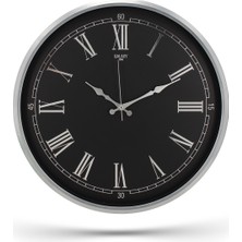Galaxy Exclusive Duvar Saati Gri Çerçeve Siyah Kadran Roma Rakamlı 51 Cm.