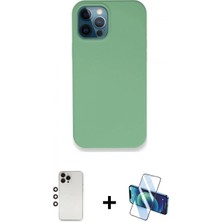 İlk El Grup Ieg™ iPhone 12 Pro Kılıf Zirve Modern Özel Seri - Siyah 3D Antistatik Seramik Nano Ekran Koruyucu + Gökkuşağı Shine Kamera Lens