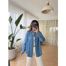 Deva By Gülten Berk Hayvan Figürü Nakışlı Denim Gömlek