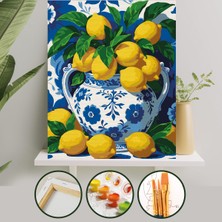 Palmiye Hobi Sanat Sayılarla Boyama 40X50 cm Tuval Seti Fırça Boya Dahil Çıtaya Gerili - Limonlar
