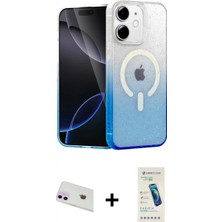 İlk El Grup Ieg™ iPhone 12 Kılıf Eksen Minimal Özel Seri - Şeffaf Pasifik Cam Ekran Koruyucu + Mor Rainbow Kamera Lens Koruma Cam
