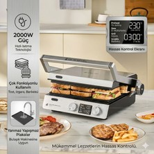 Karaca Sıcaklık ve Zaman Ayarlı 2000 Watt Dijital LCD Ekranlı 180 Derece Tam Açılır Yükseklik Ayarlı Döküm Elektrikli Izgara ve Tost Makinesi Seti