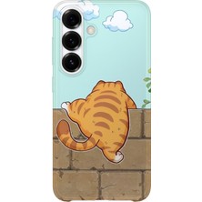 Karsu Design Samsung Galaxy A57 Uyumlu Baskılı Şeffaf Telefon Kılıfı | Koleksiyon: Minimal Cat Line Art