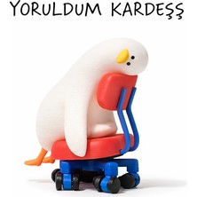 Yapı3D Keyifsiz Ördek Biblo 🐥 | Dönen Tekerlekli Sandalyeli Dekoratif Figür | Eğlenceli