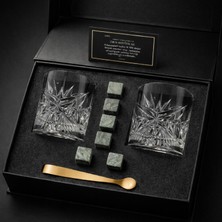 Perlotus Cialora Serisi Viski Bardak Seti 2’li Kristal Kadeh Viski Taşı Maşalı Hediye Kutulu Sertifikalı