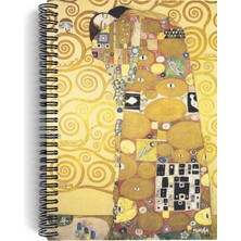 miosho Gustav Klimt / The Embrace, 1905-09 | Spiralli Defter 14 | A5 | Çizgisiz | 100 Sayfa | Sanat