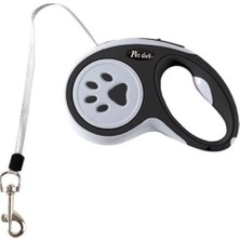 365Dükkan Makaralı Köpek Gezdirme Tasması Siyah Gri 3mt