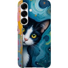Karsu Design Samsung Galaxy A73 Uyumlu Baskılı Şeffaf Telefon Kılıfı | Koleksiyon: Minimal Cat Line Art