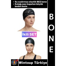 Wintoup #bone Esnek Havuz Deniz Su Geçirmez Elastik Bez Kulağa Su Geçirmez Büyük Beden Saç Bonesi Ikili Set