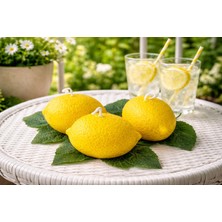 Nish Candles Limon Mum Dekor 3'lü Set, Limon Kokulu Dekoratif Mum, Yazlık & Bahar Ev Balkon Masa Süsü