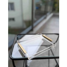 Düz Kulp Matgold Şeffaf Pleksi Tepsi ( 1 Adet)