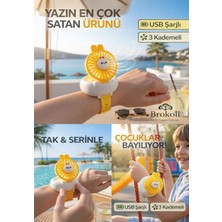 Brokoli Home Avec Şarjli Bilek Fanı Soğutucu Vantilatör USB 3 Kademeli Taşınabilir Vantilatör Fan Mini Fan Sarı