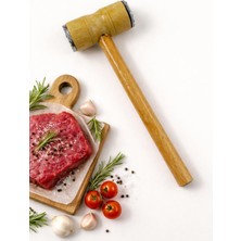 Bev Kitchen Ahşap Et Dövme 2 Başlı Et Dövme Tokmağı Paslanmaz Kasap Et Döveceği Ezme Yumuşatma Aparatı 27 cm