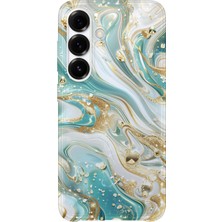 Karsu Design Samsung Galaxy A36 Uyumlu Baskılı Şeffaf Telefon Kılıfı | Koleksiyon: Marble And Gold Luxury
