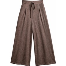 Mixray 4890 Kadın Bağcıklı Dökümlü Palazzo Pantolon Kahve