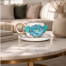 Kotyora Seramik Tek Gül El Yapımı Hediyelik Seramik Duble Kahve Fincanı