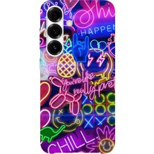 Karsu Design Samsung Galaxy A15 Uyumlu Baskılı Şeffaf Telefon Kılıfı | Koleksiyon: Neon Light Designs