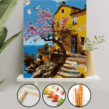 Palmiye Hobi Sanat Sayılarla Boyama 40X50 cm Tuval Seti Fırça Boya Dahil Çıtaya Gerili - Sarı Ev