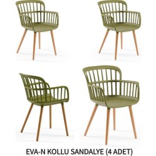 Tilia Eva-N 4 Adet Polipropilen Kollu Sandalye Haki, Kayın Ayak