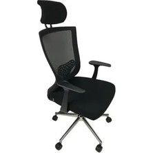 Vivense Goldsit Quatro Ayarlı Başlıklı Krom Ayaklı Yönetici Koltuğu 000 Ct, Siyah