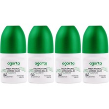 Agarta Roll-On Unisex 50 ml Parfümsüz Natural (24 Saat Etkili Ter Kokusu Önleyici) (4 Lü Set)