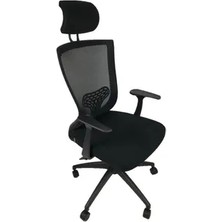 Vivense Goldsit Quatro Ayarlı Başlıklı Sabit Kolçaklı Yönetici Koltuğu 000 T, Siyah Kumaş